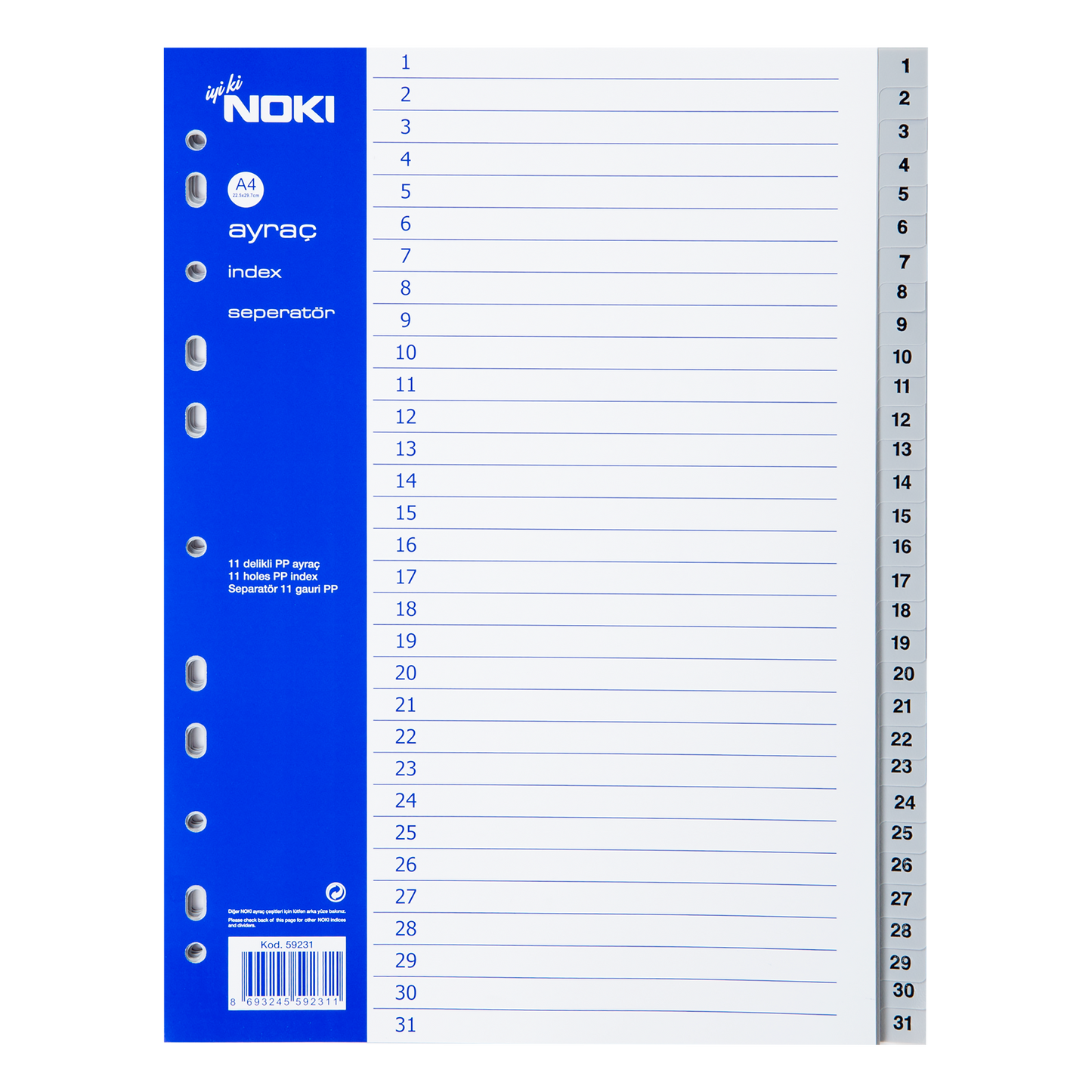 NOKİ AYRAÇ PP 1-31 RAKAM