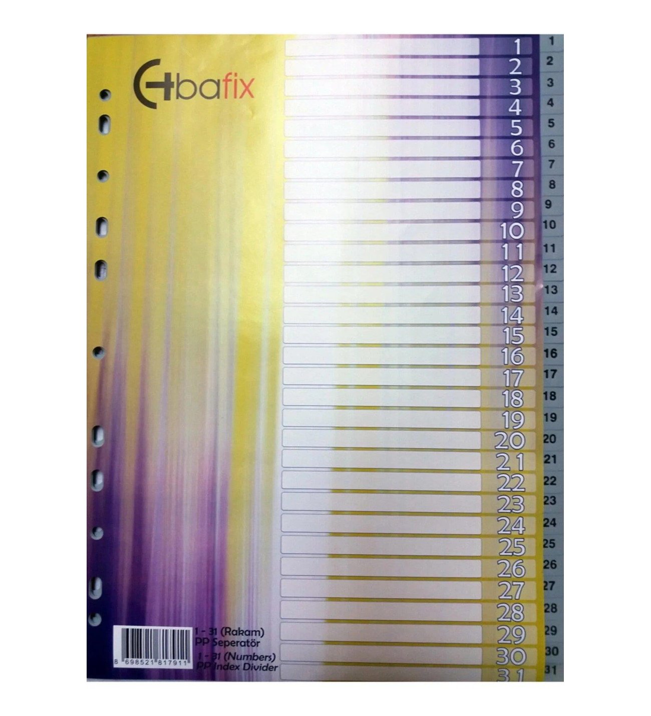 Bafix Seperatör 1-31 Rakamlı Plastik A4