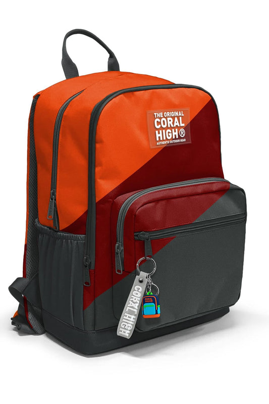 Coral High Koyu Gri Turuncu Bordo Renkli 3’lü Okul Çanta Seti SET0123692
