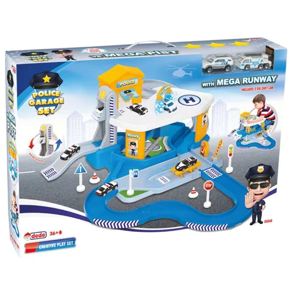 Dede İki Katlı Polis Garaj Set Ve Mega Pist 03348 (dede-03348)