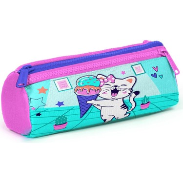 Coral High Kids Turkuaz Pembe Dondurmalı Kedi Desenli 3’lü Okul Çanta Seti SET0123751