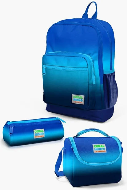 Coral High Kids Lacivert Mavi Renk Geçişli 3’lü Okul Çanta Seti SET0123745