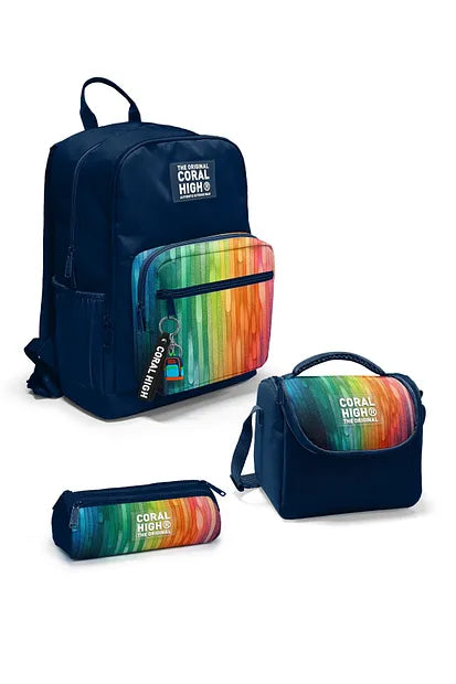 Coral High Lacivert Renkli Çizgili 3’lü Okul Çanta Seti SET0123690