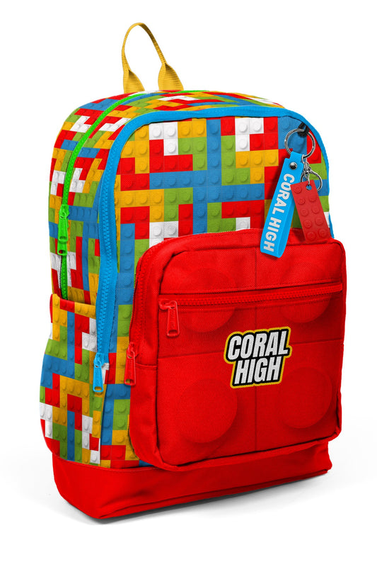 Coral High Kids Renkli Blok Desenli 3’lü Okul Çanta Seti SET0123775