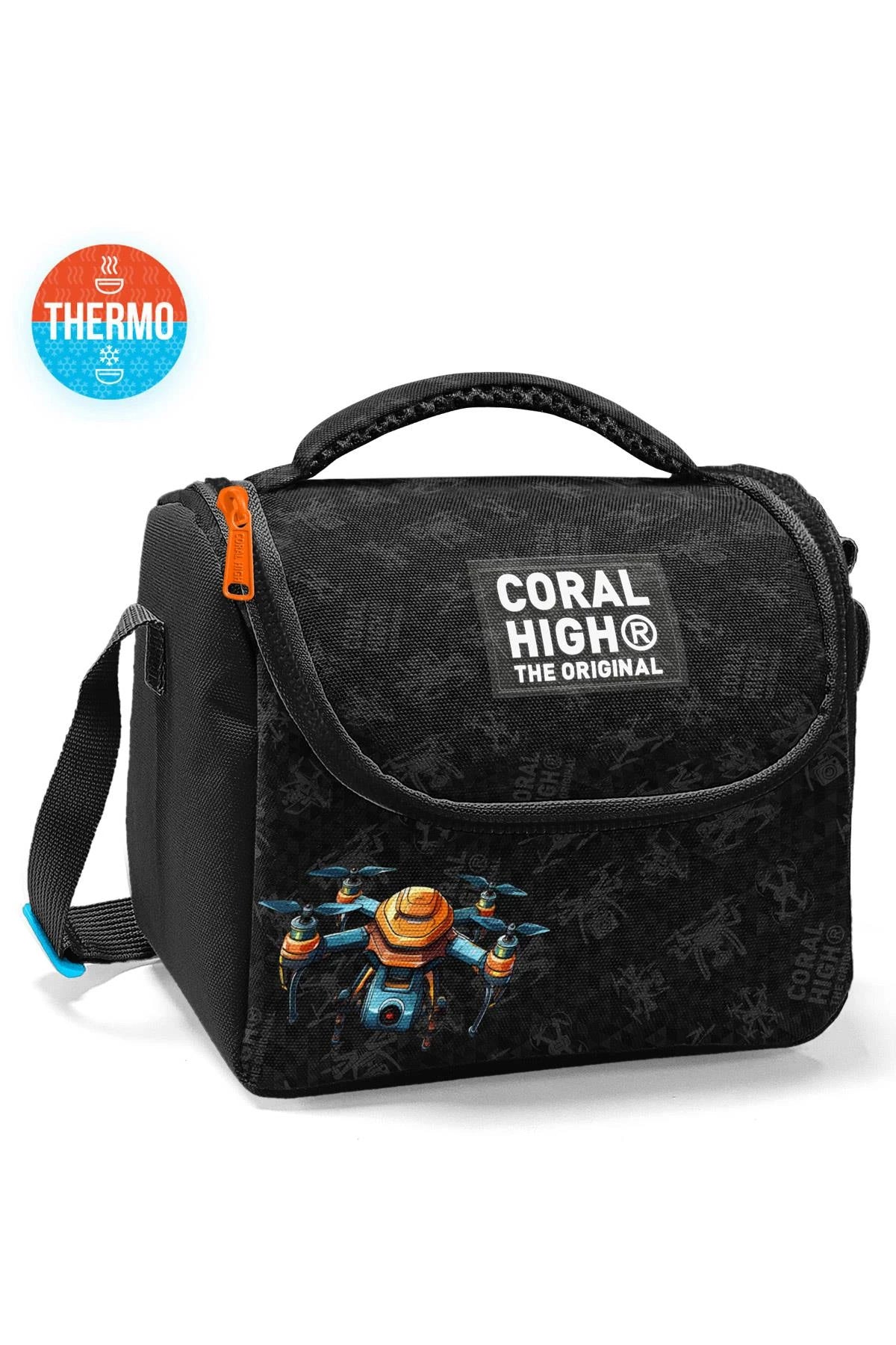 Coral High Siyah Drone Desenli 3’lü Okul Çanta Seti SET0123691