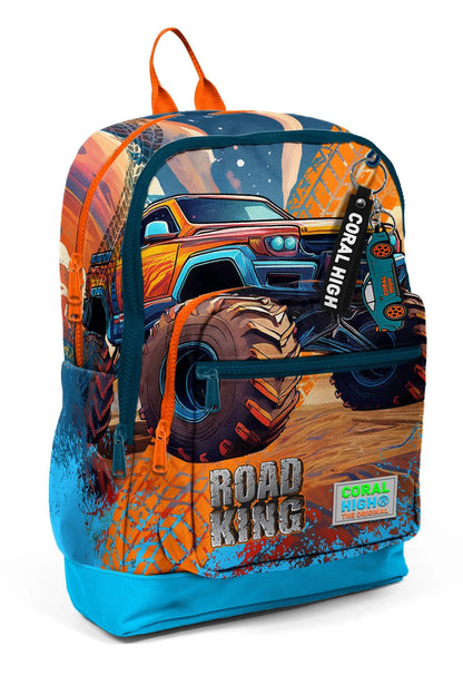 Coral High Kids Mavi Turuncu High Wheels Truck Desenli 3’lü Okul Çanta Seti SET0123778