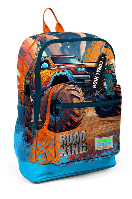 Coral High Kids Mavi Turuncu High Wheels Truck Desenli 3’lü Okul Çanta Seti SET0123778