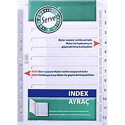 Serve Seperatör 1-12 Rakamlı Kağıt A4 Sv5325