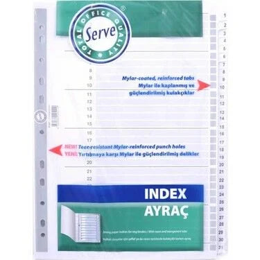 Serve Seperatör 1-31 Rakamlı Kağıt A4 Sv5327