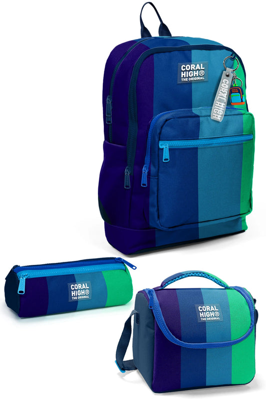 Renkli Çizgili 3 lü Okul Çanta Seti SET0123781